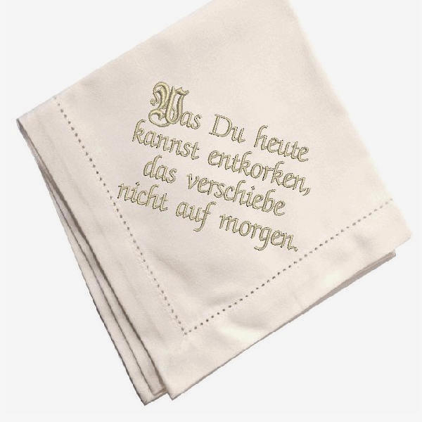 Buchstaben Sticken Trinkspruche Sticken Minischrift Servietten